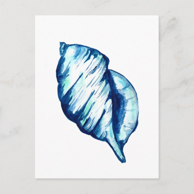 Carte Postale Aquarelle bleu Seashell (Devant)