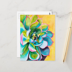 Carte Postale Aquarelle botanique de succulente