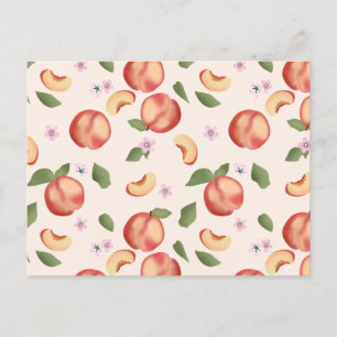Carte Postale Aquarelle botanique Pêches et fleurs