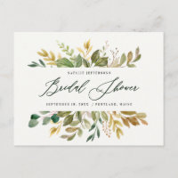 Aquarelle botanique vert doré baby shower de maria