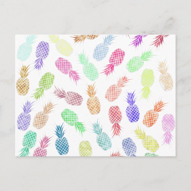 Carte Postale Aquarelle branchée amusante Hipster Ananas (Devant)