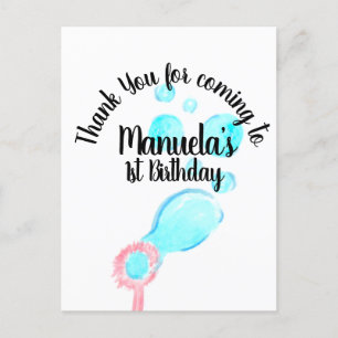 Carte Postale Aquarelle Bubble Wand Pop Pop Pop Anniversaire