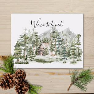 Carte Postale Aquarelle Cabine dans la forêt de pins verts que n