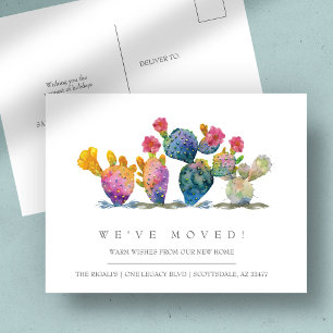 Carte Postale Aquarelle Cactus Nouvelle maison Faire-part mobile