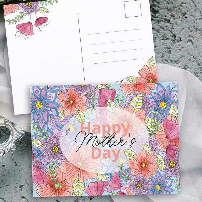 Carte Postale Aquarelle Charmante Fête des mères botaniques flor (Créateur téléchargé)