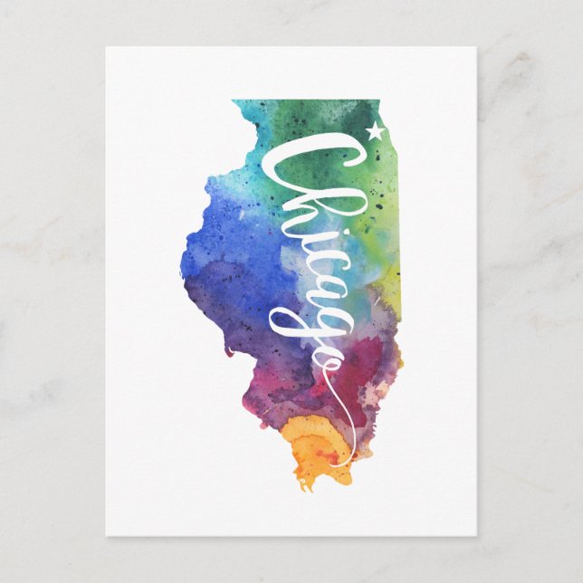 Carte Postale Aquarelle Chicago (Devant)