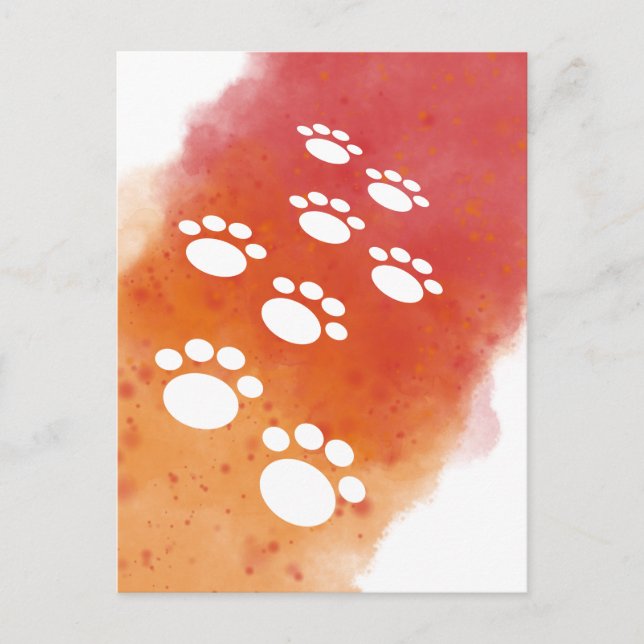 Carte Postale Aquarelle Chien Paw Traces (Devant)
