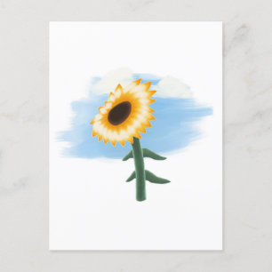 Carte Postale Aquarelle ciel bleu et art de tournesol jaune