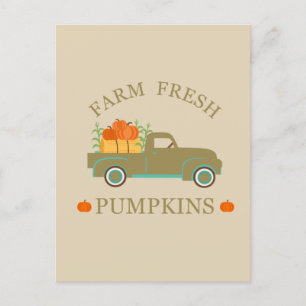 Carte Postale Aquarelle citrouille fraîche de ferme automne