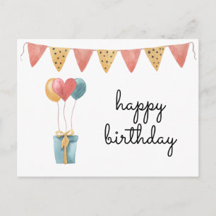 Carte Postale Aquarelle colorée Joyeux anniversaire 
