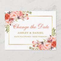 Aquarelle Coral Floral Or Changer La Date
