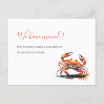 Aquarelle Crabe Orange Nouvelle Maison Annonce de