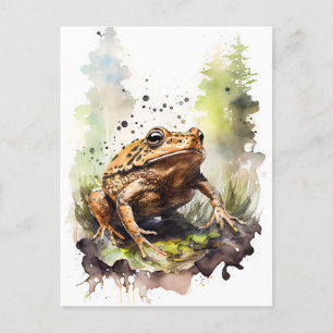 Carte Postale Aquarelle crapaud à travers le pré