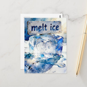 Carte Postale Aquarelle cubes de glace en train de fondre