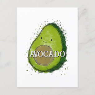 Carte Postale Aquarelle Cute Avocado