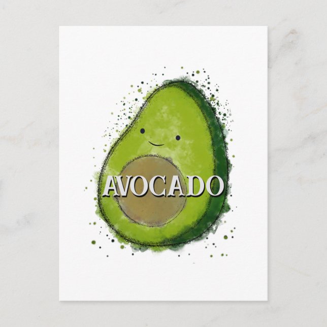 Carte Postale Aquarelle Cute Avocado (Devant)
