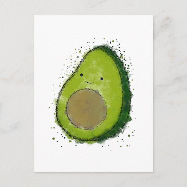 Carte Postale Aquarelle Cute Avocado (Devant)