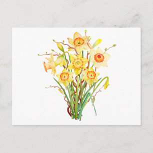 Carte Postale Aquarelle Daffodiques de fleurs de printemps
