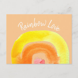 Carte Postale Aquarelle d'amour arc-en-ciel orange