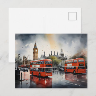 Carte Postale aquarelle d'art de Londres 