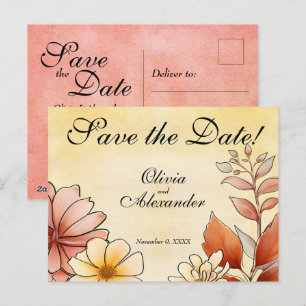Carte Postale Aquarelle d'automne Terracotta florale Enregistrer