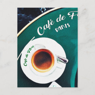 Carte Postale Aquarelle de café Paris-France