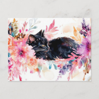 Carte postale aquarelle de chat