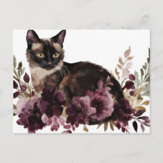 Carte postale aquarelle de chat