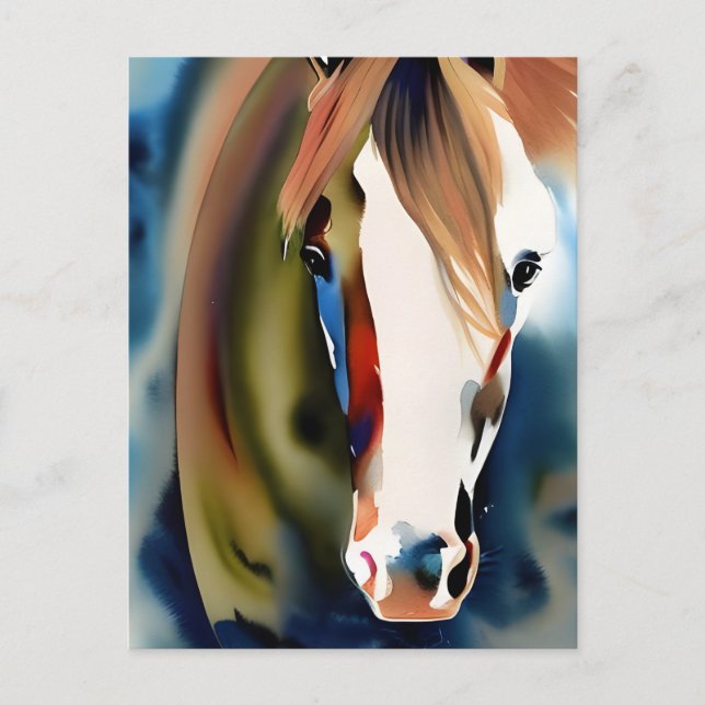 Carte Postale Aquarelle de Cheval de peinture (Devant)