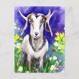Carte postale aquarelle de chèvre de Pâques printa