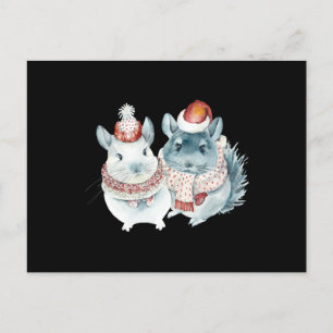 Carte Postale Aquarelle de chinchillas mignonnes