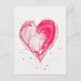 Carte Postale Aquarelle de coeur rose