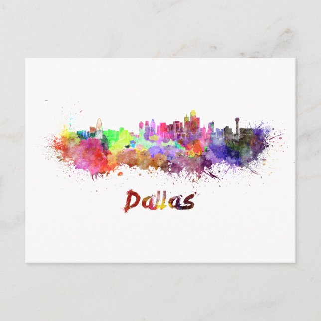 Carte Postale Aquarelle de Dallas (Devant)