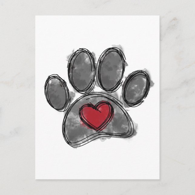 Carte Postale Aquarelle de dessin Amoureux des chiens (Devant)