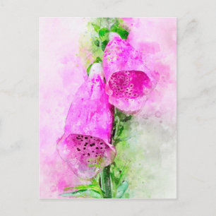 Carte Postale Aquarelle de foxglove à fleurs