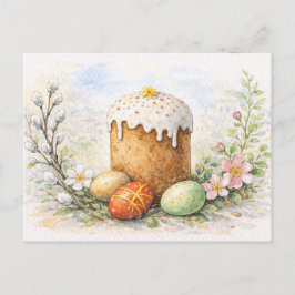 Carte postale aquarelle de gâteau de Pâques tradit