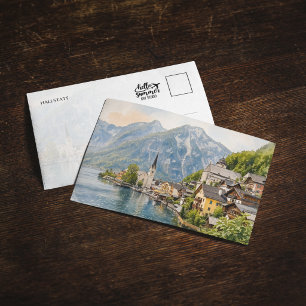 Carte postale aquarelle de Hallstatt Autriche