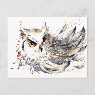 Carte Postale Aquarelle de hibou