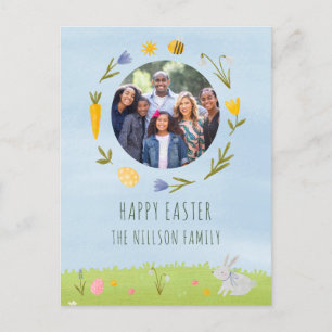 Carte postale Aquarelle de la famille de Pâques