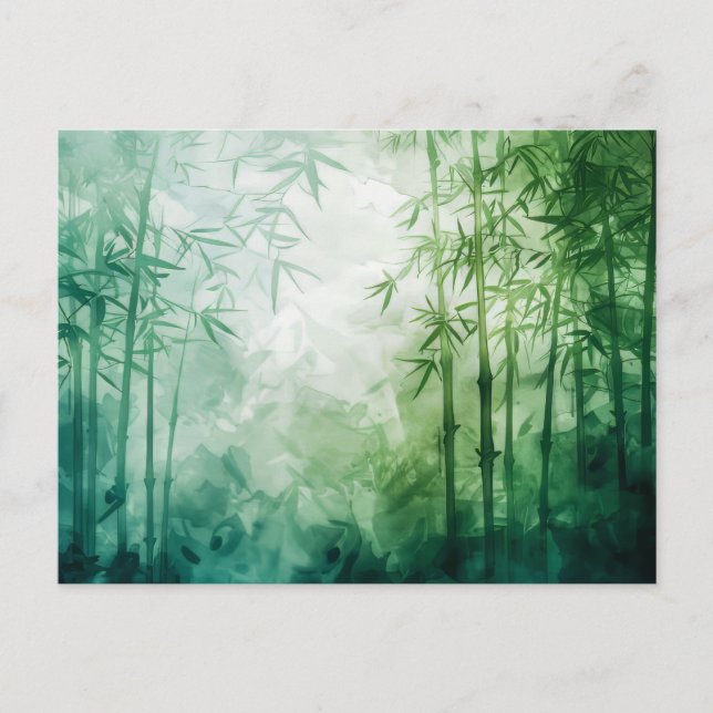 Carte Postale Aquarelle de la forêt de Bambou (Devant)