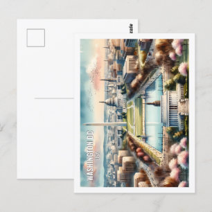 Carte Postale Aquarelle de la Place de Voyage de Washington DC U