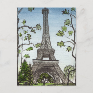 Carte Postale Aquarelle de la tour Eiffel, Paris, France