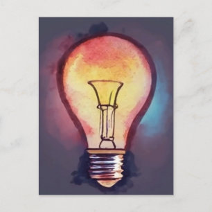 Carte Postale Aquarelle de l'ampoule légère peinture, ampoule