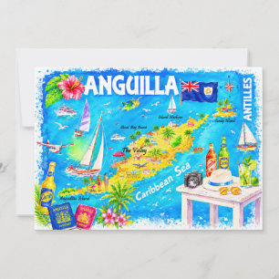 Carte postale aquarelle de l'Anguilla dans les Car