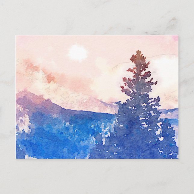 Carte Postale Aquarelle de l'arbre Lone (Devant)