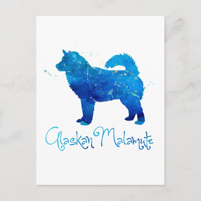 Carte Postale Aquarelle de Malamute de l'Alaska (Devant)