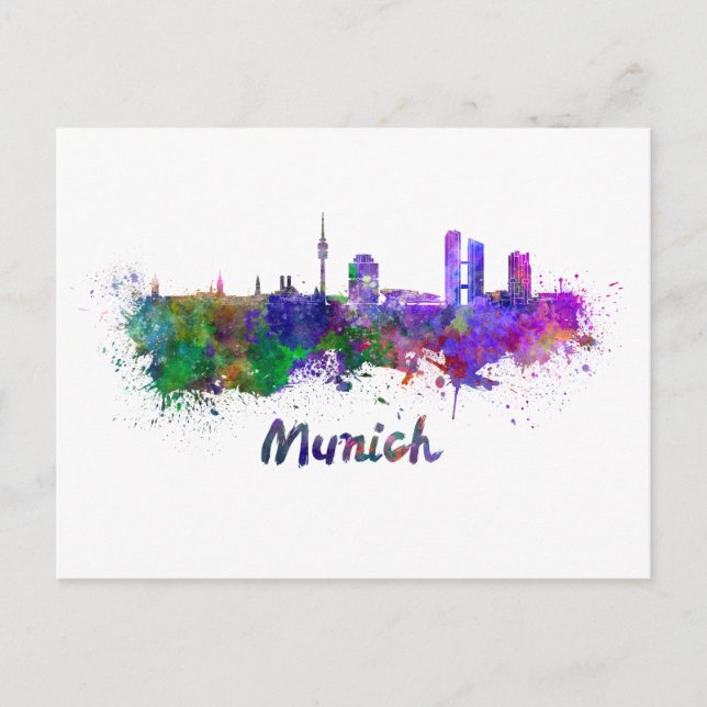 Carte Postale Aquarelle de Munich (Devant)