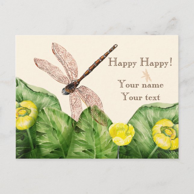 Carte Postale aquarelle de nénuphar (Devant)