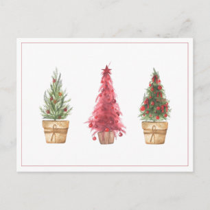 Carte Postale Aquarelle de Noël Arbres de Noël