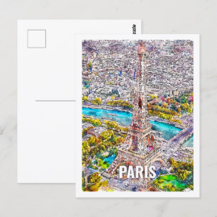 Carte Postale Aquarelle de Paris France